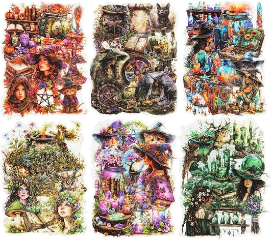 180Pcs Forest Witch PET Stickers, Magic Scrapbook Ephemera for Journaling Craft Supplies and Junk Journal