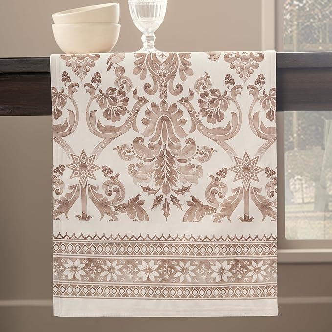 Maison d' Hermine Table Runner 100% Cotton Double Layer Table Runners 108 inches Long for Thanksgiving Christmas Decorations Home Kitchen Dining Party Wedding (Allure, 14.5" x 108")