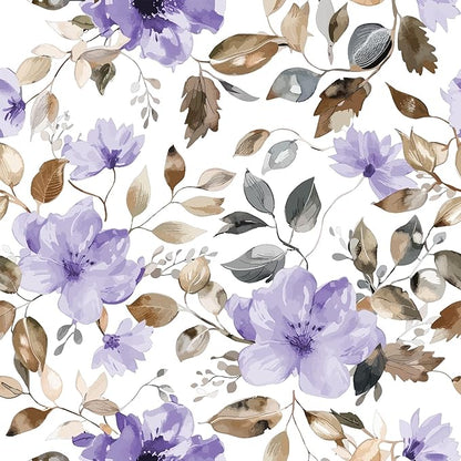 Purple Floral Peel and Stick Wallpaper Modern Contact Paper Waterproof Removable Self Adhesive Botanical Flower Wall Paper for Bathroom Bedroom Cabinets Vinyl Wallpaper 17.7" X 124"