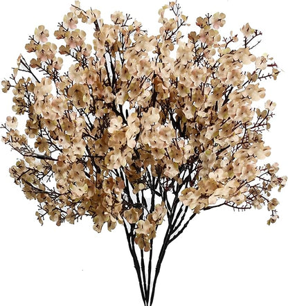 Mandy's Light Brown Artificial Baby’s Breath European Flowers 6 Bundles Silk Gypsophila with Bendable Stems for Fall Thanksgiving & Christmas Centerpiece Wedding Decor and Table Arrangements
