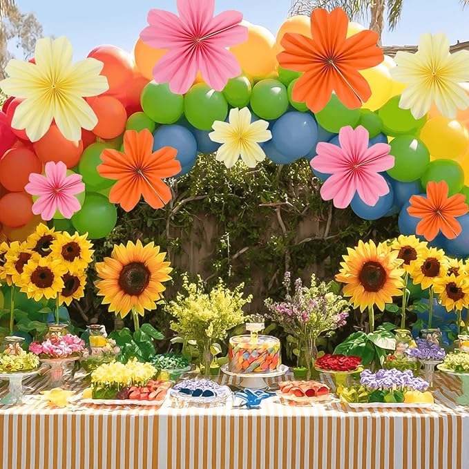 9 Piece Set Paper Flowers Decorations for Wall,3 Sizes 8-14 inch Flower Decor Flower Wall Giant Flowers for Decoration,Classroom Decor