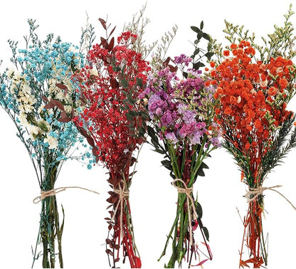 Layhit 4 Pack Large Size Boho Dried Flower Bouquet 15-17 Inch Wedding Handmade Dry Flowers for Vase Crafts DIY Photo Boutonniere for Men Floral Plant for Bridesmaid Gift Birthday Decor(Babysbreath)