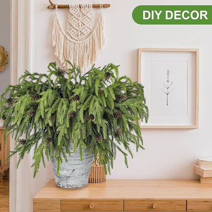 Artgar 12 Pcs Pine Branches - 18 Inch Artificial Green Pine Stem - Real Touch Christmas Greenery Pines Branches for DIY Flower Arrangement Home Indoor Christmas Decor