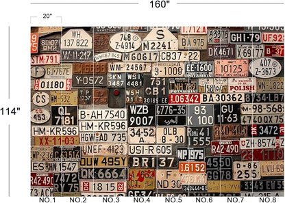 Eierme-Old License Plates from Around The World Mural Wallpaper Peel and Stick 160" x 114"