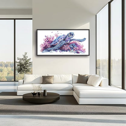 Framed Large Pictures Wall Art for Living Room, Sea Turtle Coral Oversized Wall Decor Ocean Animal Canvas Print Painting Modern Extra Large Framed Artwork for Bedroom Office 60"x30"
