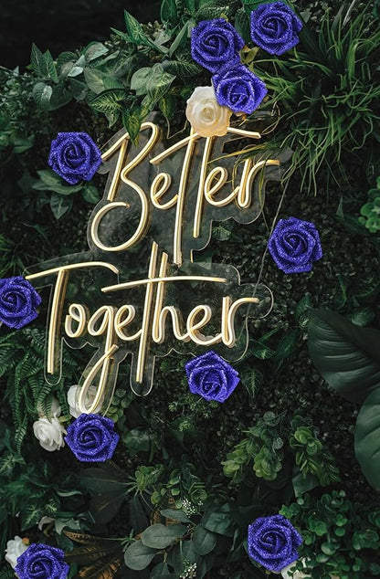 IPOPU Foam Roses,50pcs Royal Blue Glitter Roses Glitter Flowers Foam Flowers with Stem for DIY Wedding Bridal Bouquet Home Party Decoration(Royal Blue)