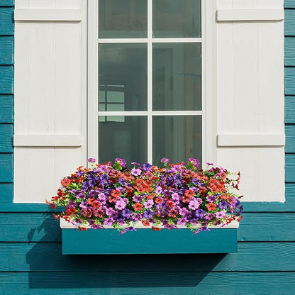 INQCMY Artificial Flowers for Outdoors Faux Plants Fake Flowers Spring Summer Decoration,12 Bundles Faux Silk Colorful Daisy Realistic UV Resistant for Outside Home Planter Window Porch Patio Yard
