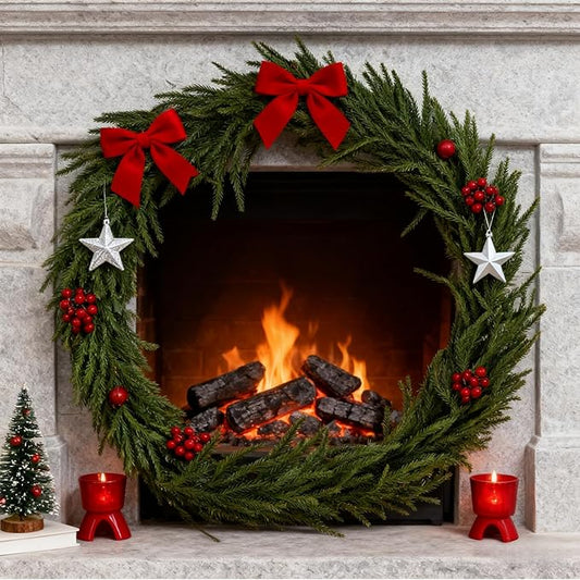 6FT Christmas Garland with Artificial Norfolk Pine - Christmas Decorations, Fall Decor, Mantle, Norfolk Greenery for Fireplace,Table,Window,Stairs,Mante,Holiday Indoor Outdoor Xmas Decor