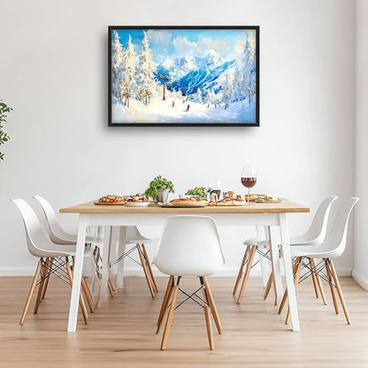 Snow Mountain Large Wall Art Ski Framed Wall Decor for Living Room, Mountains Pictures Oversized Canvas Print Painting Modern Extra Large Framed Artwork for Bedroom Office Home Decor 36"x24"
