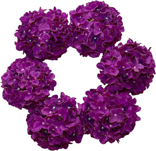 DuHouse Hydrangea Silk Flowers Artificial Flowers with Stem Fake Flower Heads for Wedding Centerpiece Home Decor Pack of 6 (Dark Purple)