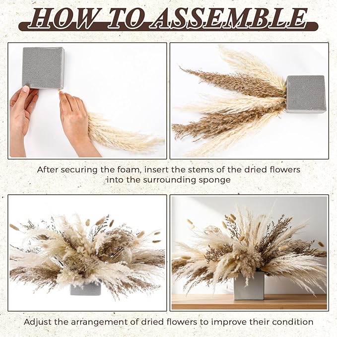 Layhit 1 Set Boho Dried Flower Wall Hanging 35 inch Pampas Grass Bouquet Dry Flower for Vase Crafts DIY Handmade Floral Plant Weeding Arch Decor