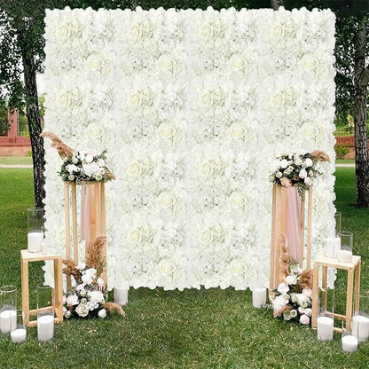 Artificial Silk Flower Wall Panel Decorative Floral Background Silk Rose Mat for Wedding Party Backdrop Wall Decor Shop Photo Backdrop Floral Wall Arrangement 12 Pcs 15 * 15in
