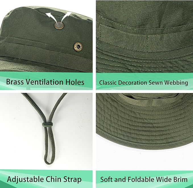 Sun Hats for Men Women Boonie Hat UPF 50+ Bucket Hat Wide Brim UV Protection Fishing Hiking Safari Outdoor Hats