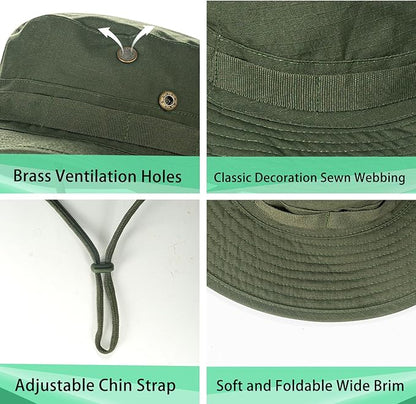 Sun Hats for Men Women Boonie Hat UPF 50+ Bucket Hat Wide Brim UV Protection Fishing Hiking Safari Outdoor Hats