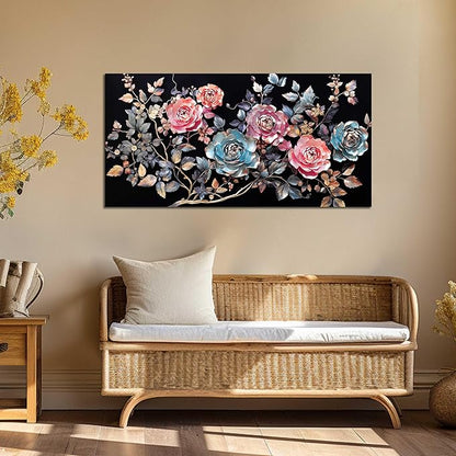 Flower Pictures Wall Decor Living Room Colorful Canvas Wall Art for Office Modern Prints Decor Bedroom Women Size 20" x 40"