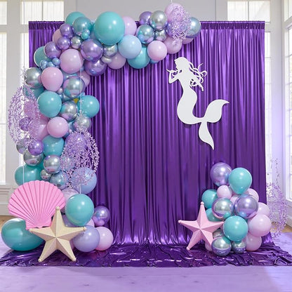gogoparti 20x10FT Purple Sequin Backdrop Curtain - 4 Panels of 5x10FT Wrinkle-Free Glitter Drapes for Photography, Birthdays, Weddings & Graduations