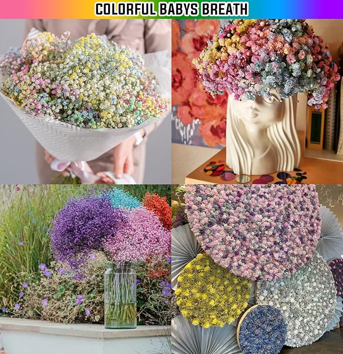 JIFTOK Babys Breath Artificial Flowers, 24 Pcs Fake Flowers Gypsophila Bouquet Fall Flowers Artificial for Decoration, Real Touch Silk Flower for Wedding Christmas DIY Party Home Garden (Mix Color)
