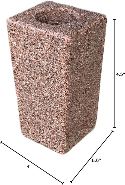 OPTIMUM Square Memorial Cemetery Flower Vase - Plastic (North American Pink Granite) with Metal Ground Spike, Grave Marker, Decorations for Gravesite, Headstone Flowers Holder, Garden Lawn & Yard