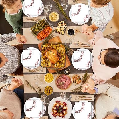 40 Pcs Baseball Plates and Napkins, Paper Dinner Plates and Napkins, Classic Style, Baseball Party Decorations, 20 Servings