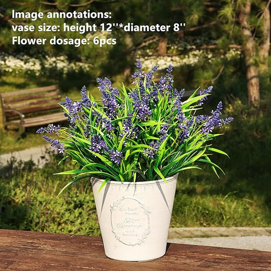 QIANYUN Fake Flowers Lavender Small Wild Flower Daisy 6 Bundles Faux Plastic Purple Flowers for Home Wedding Kitchen Garden Table Centerpieces Indoor Outdoor Decor (Purple Lavender)