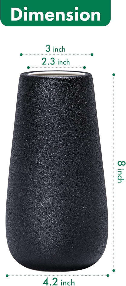 D'vine Dev 8 Inch Raven Grain Elegant Oval Ceramic Vase for Flowers, Home Décor Vase with Design Box, VS-LD-A-3