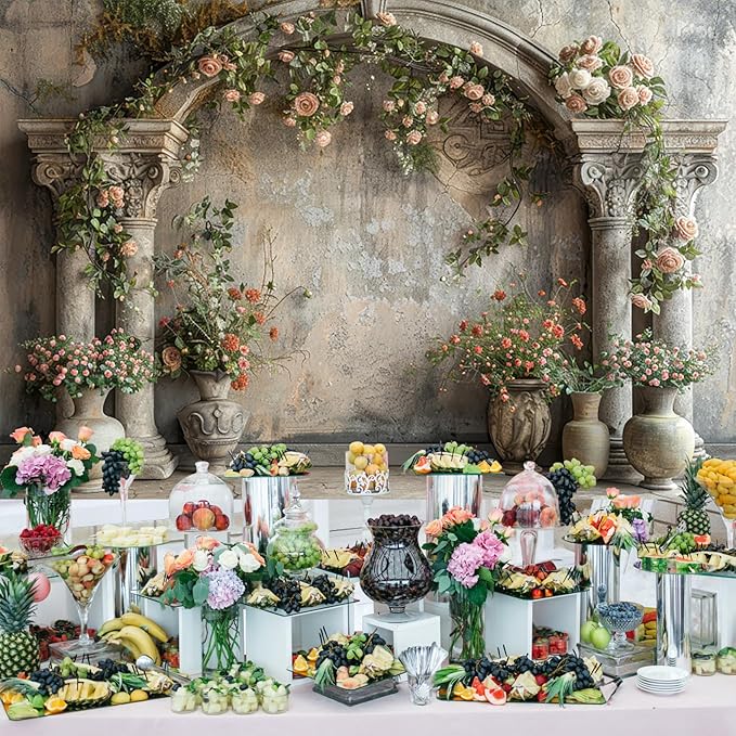 Baocicco 5x3ft Wedding Flowers Wall Backdrop Photography Vintage European Palace Victoria Wall Floral Background for Baby Shower Newborn Birthday Party Decorations Photo Booth Girl Women Portrait