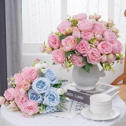 MARTINE MALL 8 Packs Peonies Artificial Flowers, Light Pink Artificial Peonies, Silk Peonies Flowers Fake Peonies Artificial Flowers Peonies Bouquet for Centerpiece Table Wedding Party Home Decor
