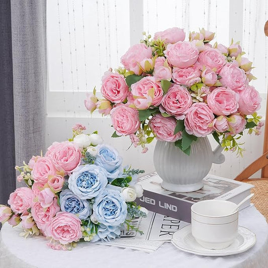 MARTINE MALL 12 Packs Peonies Artificial Flowers, Light Pink Artificial Peonies, Silk Peonies Flowers Fake Peonies Artificial Flowers Peonies Bouquet for Centerpiece Table Wedding Party Home Decor