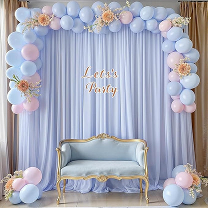 10ft x 10ft Baby Blue Backdrop Curtains, Wrinkle-Free Sheer Chiffon Fabric Photo Backdrop Draping Fabric for Wedding Arch Baby Shower Gender Reveal Photography Decorations