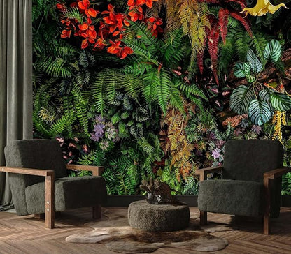 Green Leaf Wallpaper Mural Tropical Botanical Leaves Wall Murals for Bedroom Living Room (Not Self-Adhesive)