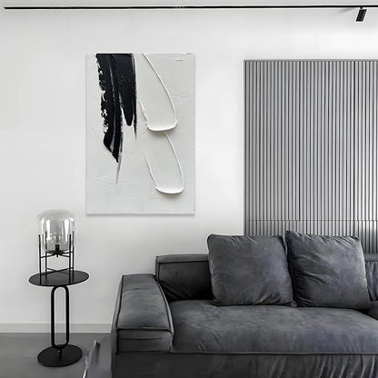 Epicler art Hand-painted Black and white Abstract wall Decoration Oil painting Minimalist art 36x24 inches