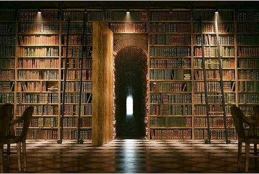 Bookshelf Backdrop Vintage Bookcase Old-Fashioned Library Room with Books Photography Background Magic Books Ancient Library for Book Theme Party Decorations Birthday Photoshoot Props 20x10ft