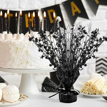 Crowye 3 Pieces Metallic Foil Spray Centerpiece Christmas Party Star Table Decoration Burst Centerpieces Fall Table Decor for Birthday New Year 2026 Party Holiday(Black)