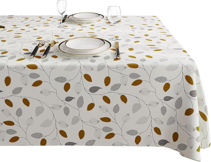Rectangle Table Cloth,100% Waterproof Tablecloth Oil Proof Spill Proof Vinyl Table Cloth, Wipe Clean Plastic Table Cover for Dining, Camping, Indoor and Outdoor 54" x 78",Leaf