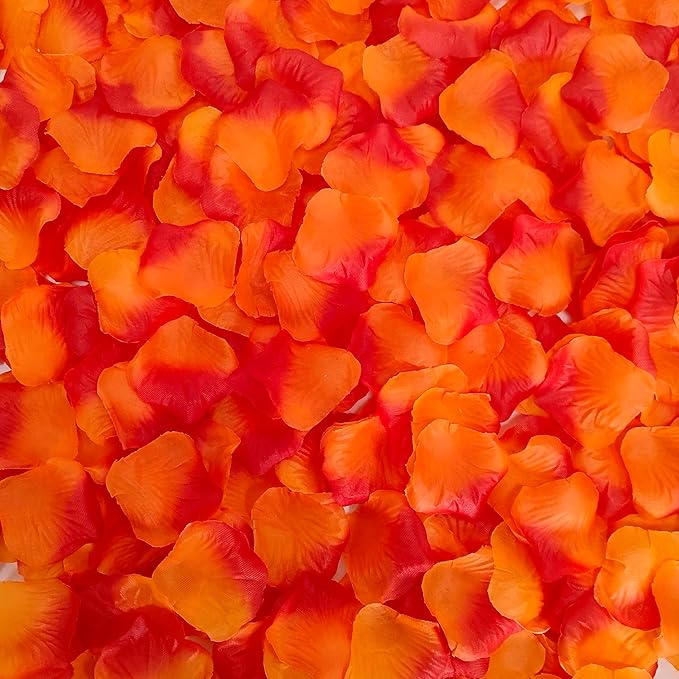 Separated 1000 PCS Artificial Gradient Orange Red Rose Petals, Sunset Flower Petals,Orange Flower Girl Petals for Wedding Decor,Romantic Night for her Set(Ready-to-use)