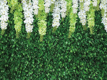 CHAIYA 10x8ft Greenery Backdrop with Flowers Green Leaf White Flower Photo Backdrops Bridal Shower Backdrop for Wedding Backdrops Reception Ceremony Birthday Party Decoration CY-027