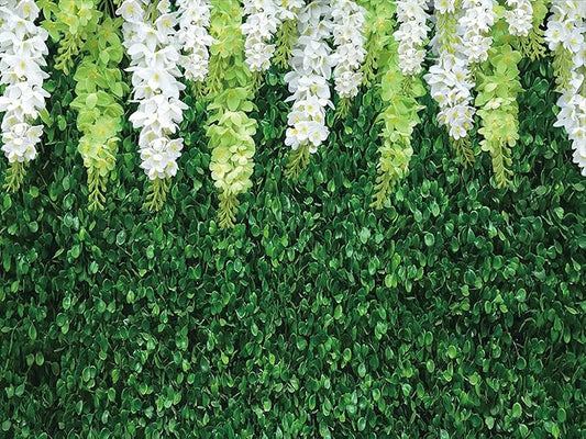 CHAIYA 10x8ft Greenery Backdrop with Flowers Green Leaf White Flower Photo Backdrops Bridal Shower Backdrop for Wedding Backdrops Reception Ceremony Birthday Party Decoration CY-027