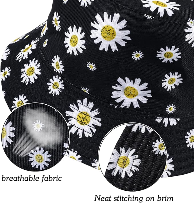 Sun Hat for Women Bucket Hat Cotton Reversible Summer Travel Beach Fishing Cap