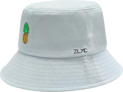 ZLYC Unisex Fashion Embroidered Bucket Hat Summer Fisherman Cap for Men Women