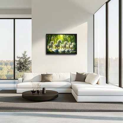 Forest Horses Large Decor Wall Art Framed Pictures for Living Room, Running Horse Oversized Canvas Print Painting Modern Extra Large Framed Artwork for Bedroom Office Home Decor 36"x24"
