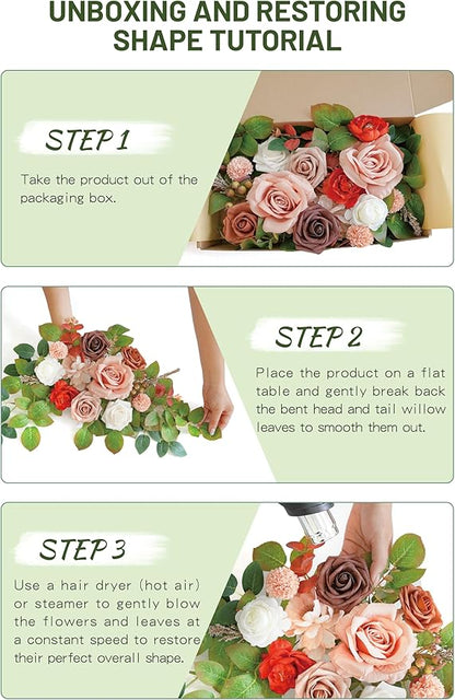 Wedding Decor (Pack of 2) Welcome Sign Flower Backdrop Garland for Ceremony Reception Wall Easel Home Decoration Entryway Faux Outdoor Board Head Table Decor (Orange & Terracotta)