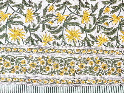 ATOSII 'Noor' 100% Cotton Boho Square Tablecloth, Handblock Floral Print Linen Table Cloth for Dining Table I Tabletop I Parties/Outdoor I Wedding I Spring/Summer (60" X 60")