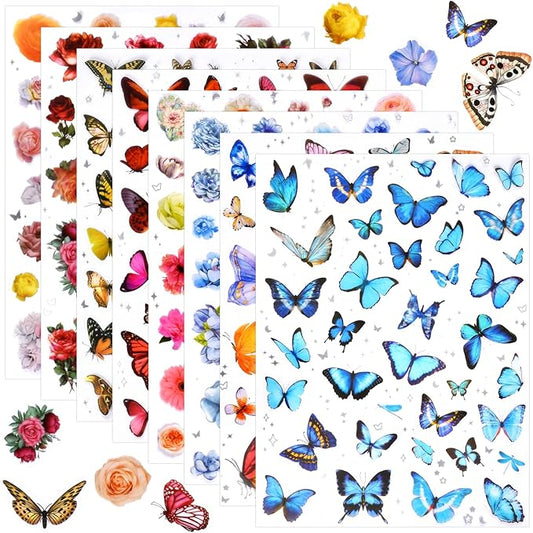 266 Pcs Scrapbook Stickers, Flower Butterfly Stickers Kit for Junk Journal, Bullet Planners, Laptop, DIY Crafts, for Diary and Calendars， Precut Stickers