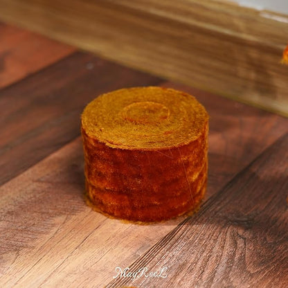 MAYREEL Terracotta Velvet Ribbon 2 Inch Hand Torn Burnt Orange Silk Frayed Edge Ribbon for Thanksgiving Bridal Bouquets Invitations Wedding Vow Books Gift Baskets 3 Yards