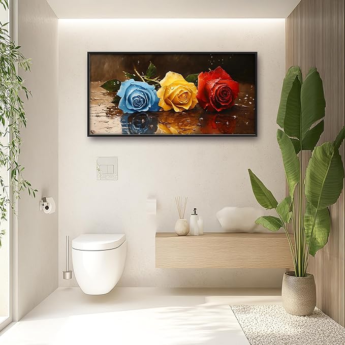 Rose Flowers Large Wall Art Framed Wall Decor for Living Room, Roses Pictures Oversized Canvas Print Painting Modern Extra Large Framed Artwork for Bedroom Office Home Decor 60"x30"