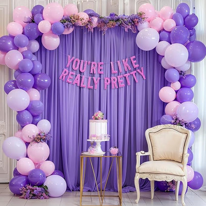 10ft x 10ft Purple Backdrop Curtains, Wrinkle-Free Sheer Chiffon Fabric Photo Backdrop Drapes for Wedding Arch Party Ceremony Stage Photography Decorations