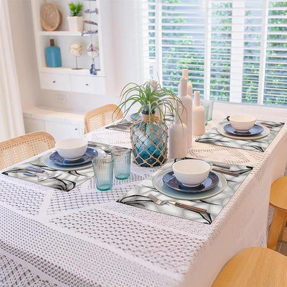 Black Spiders Placemats Set of 6, Washable Linen Place Mats, Spiders Web Table Mats for Kitchen Dining Table Decor Heat Resistant Tablemats 12x18
