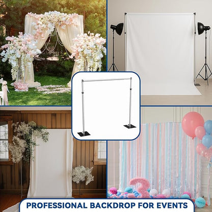 Adjustable Backdrop Stand Heavy Duty 5–8 ft (1.5–2.4 m), Aluminum Alloy + Iron, Stable & Assembly-Friendly Display Stand for Flower Wall, Photo Booth, Weddings & Events