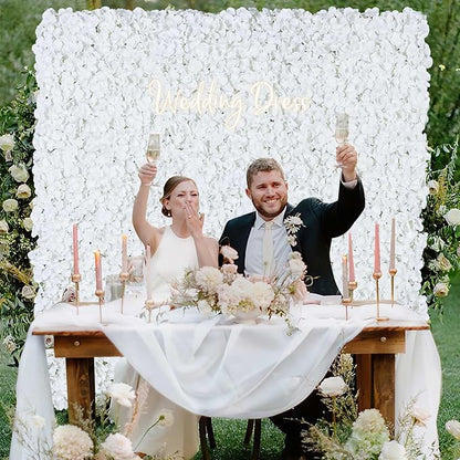 Flower Wall Panels White Backdrop: Artificial Flower Wall Backdrop 3.75ft x 7.5ft Hydrangea Floral Wall for Wedding Party Decoration (18 Pcs 15 x 15 Inch)