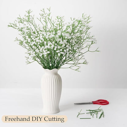 40Pcs Babys Breath Artificial Flowers, White Gypsophila Real Touch White Flowers Artificial Bulk, DIY Wedding Flower Bouquet, Fake Babies Breath Flowers Long Stems for Home Decor